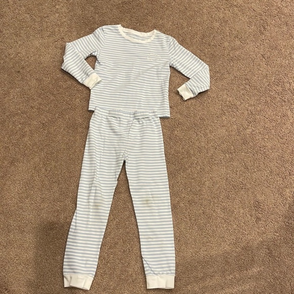 Morgan Lane Mini striped blue and white pajamas, size 6 kids